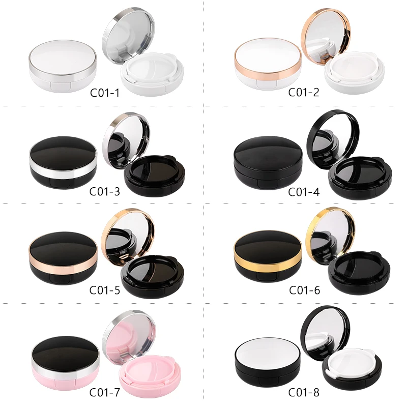 15g Customized black white goiden Luxury Round Air bb cushion case foundation bb cushion packaging shell cushion