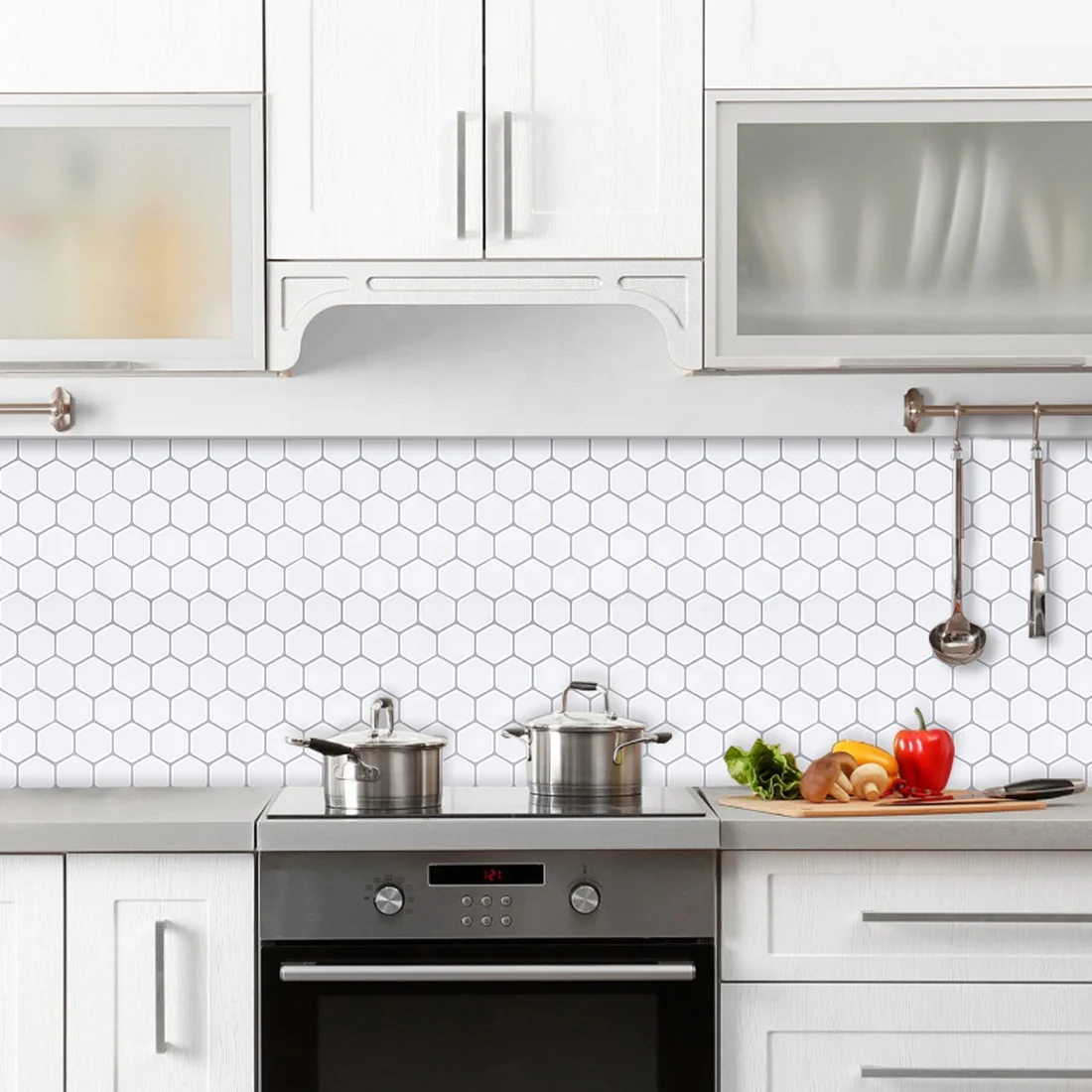 Tiles company hexagonal wall mosaic peel & stick backsplash for home decor ideas