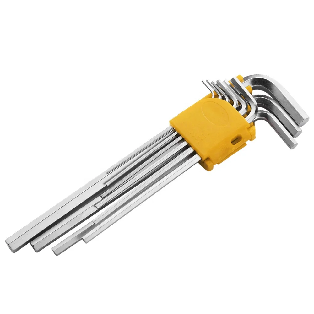 9PC Normal Long Arm Extra Hex Key Set Metric &