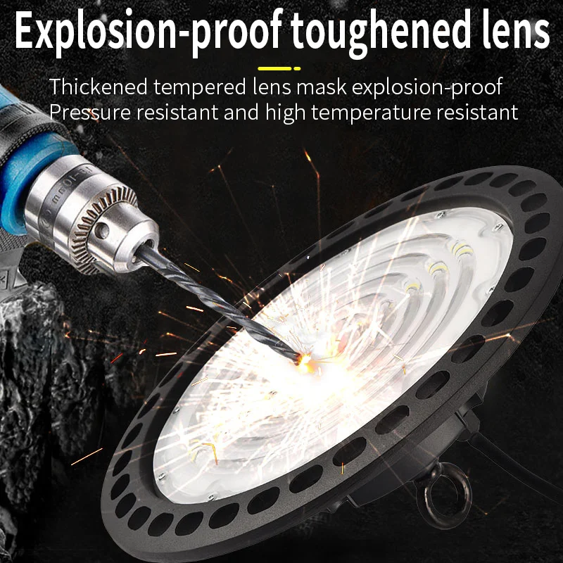 Super Bright 100/150/200W UFO LED High Bay Lights Waterproof Commercial Industrial Market Warehouse Garage Workshop Garage Lamps