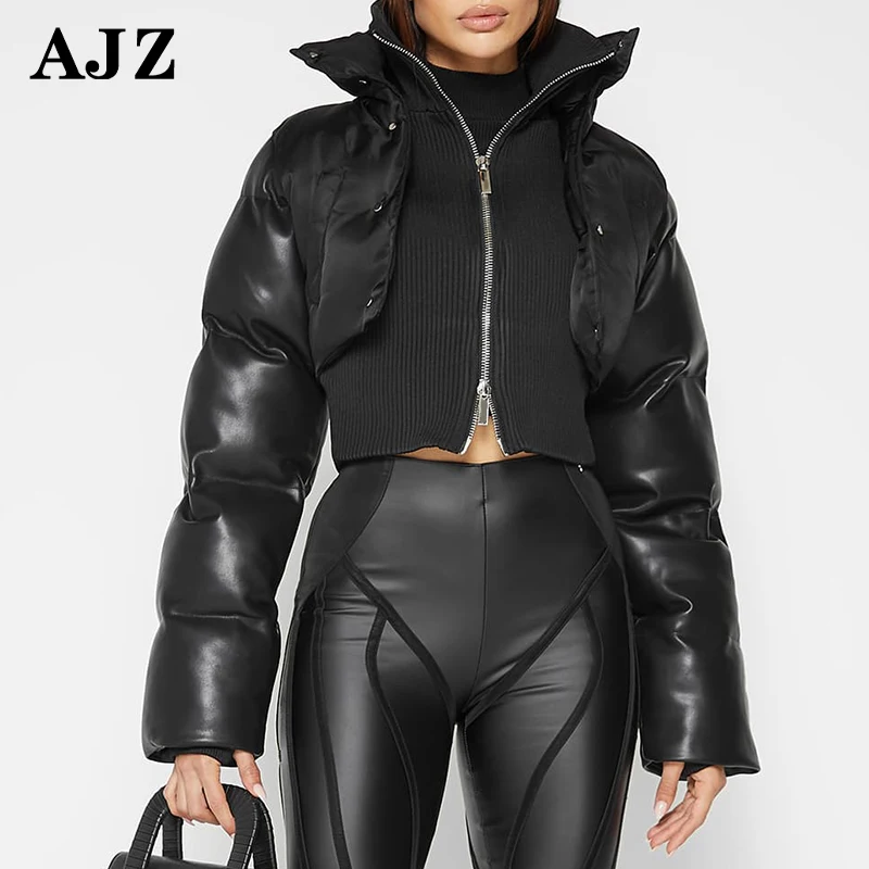 Manufacturer Wholesale Ladies Reflective Design Padded Supplier Custom Logo Black Winter Bubble Women Crop Down Puffer Jacket