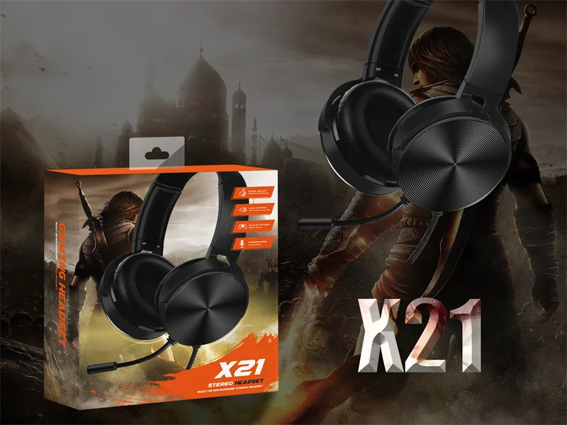 Excellent sound quality gaming headset white with microphone and volume control dedicated for wired game-only