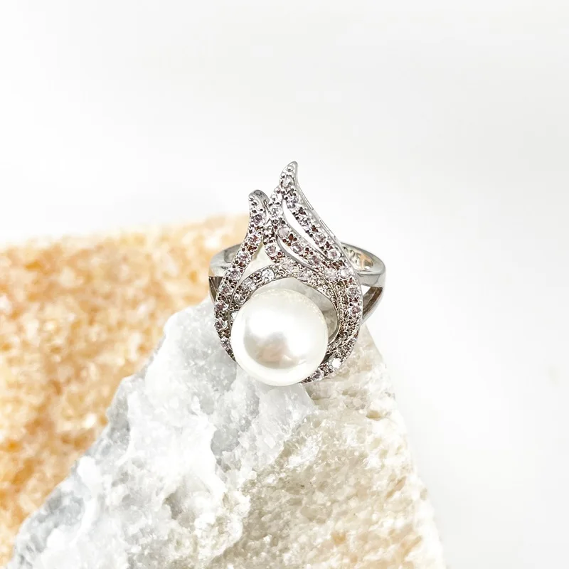 NATUNA high quality s925 sterling silver jewelry making supplies wedding custom rings with pearl