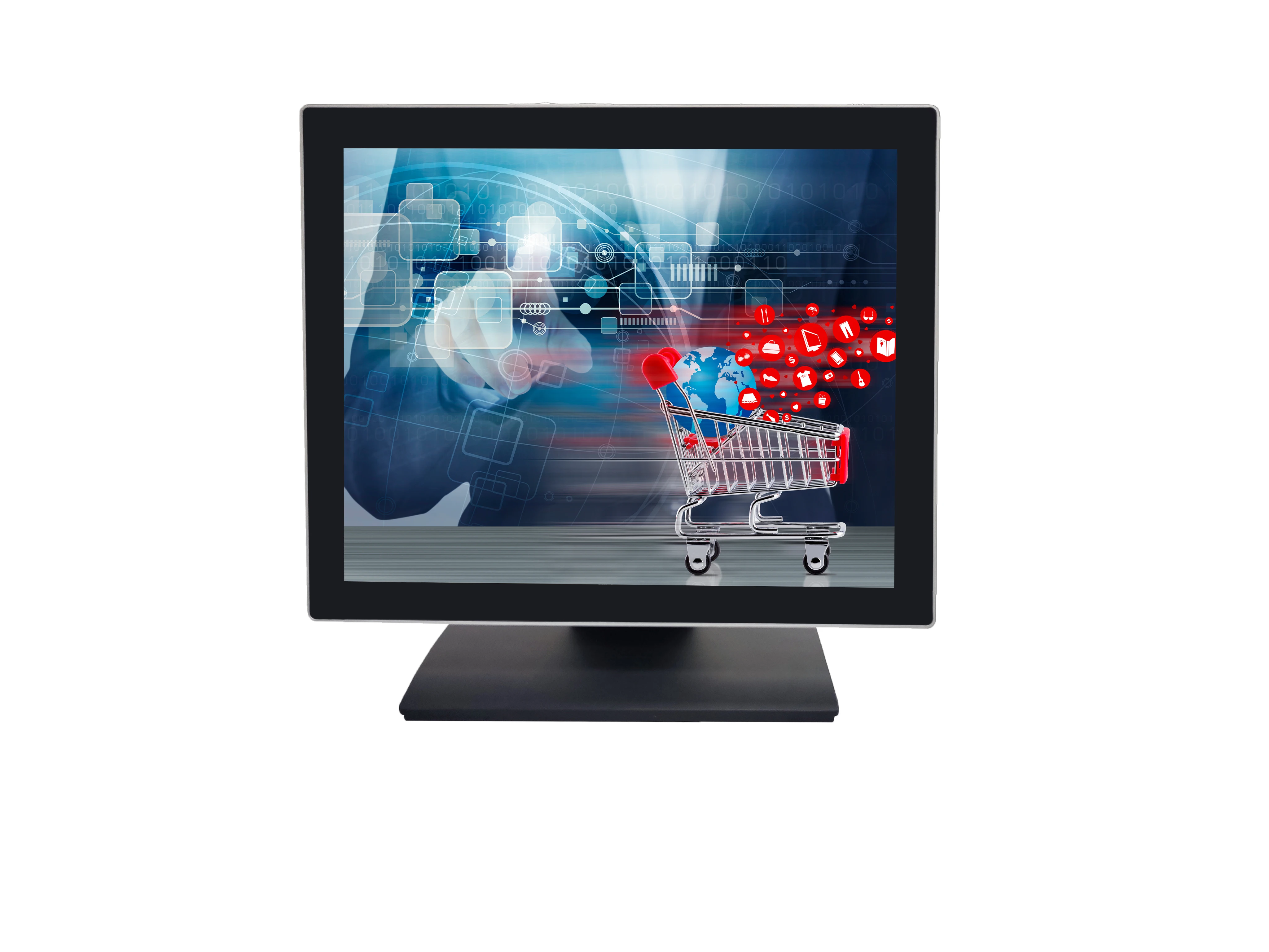 Aluminum Frame and stand 15  17 Inch LCD monitor 12V Silver capacitive Multipurpose 15 inch Touch Screen Monitor