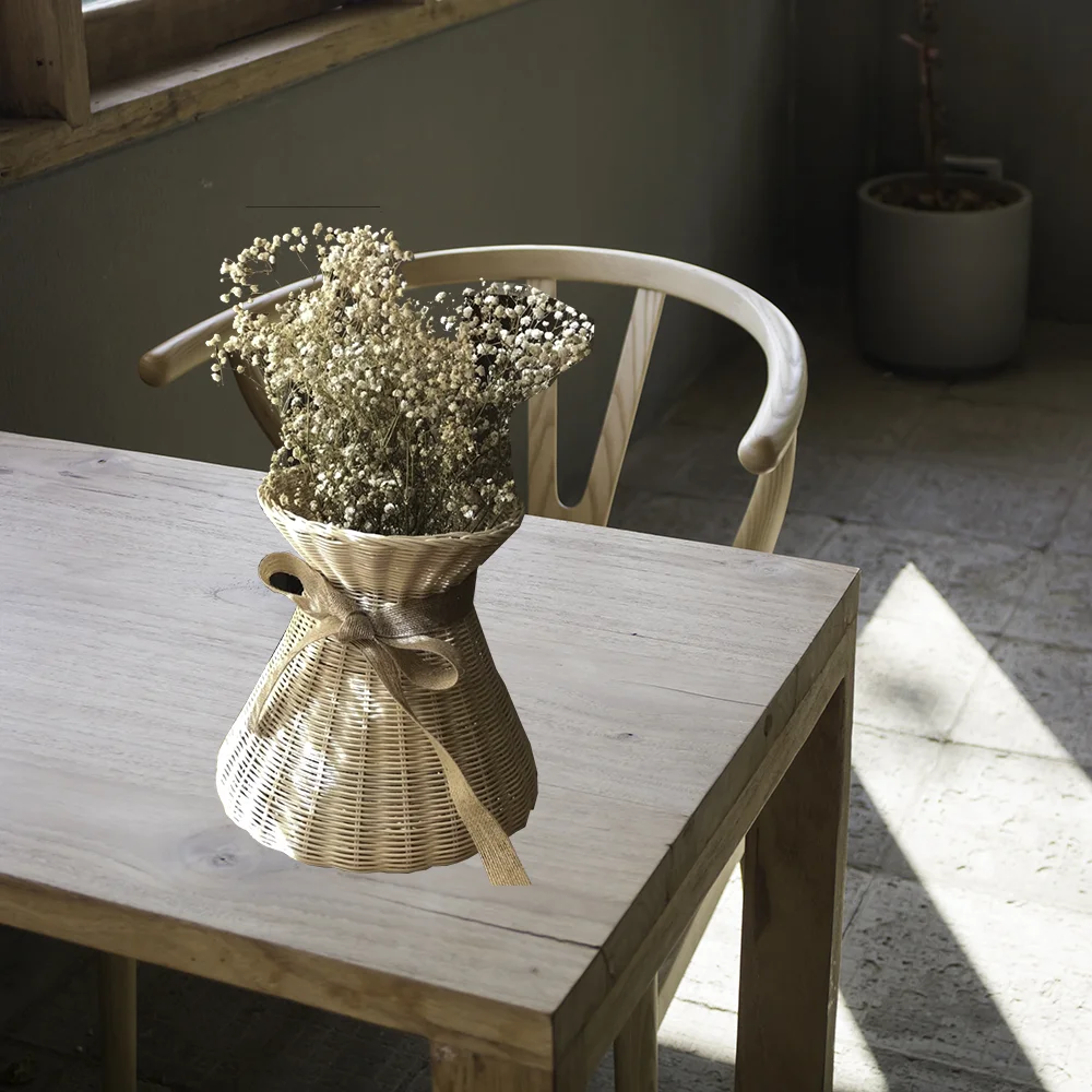 Новинка 2023, декоративная настольная ваза ручной работы из бамбука и ротанга для домашнего декора