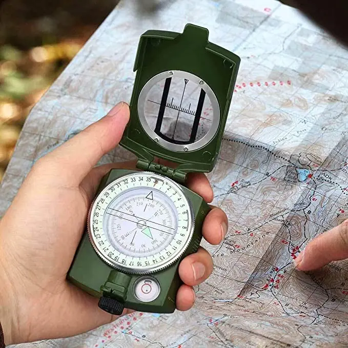 Multifunctional Metal Waterproof High Accuracy Compass with Map Measurer, Distance Calculator for Outdoor Activities