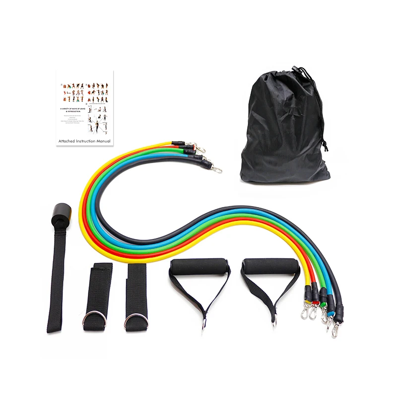 Workout Fitness Toning Tube Kit with Door Anchor and Foam Handle 100% Natural Latex Exercise Bands