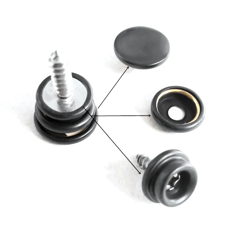 201#15 mm Snap-Fastener Buckle Nickel-Free Lead-free Metal Decorative Screw Ring Snap Stud Fasteners Leather Rivets