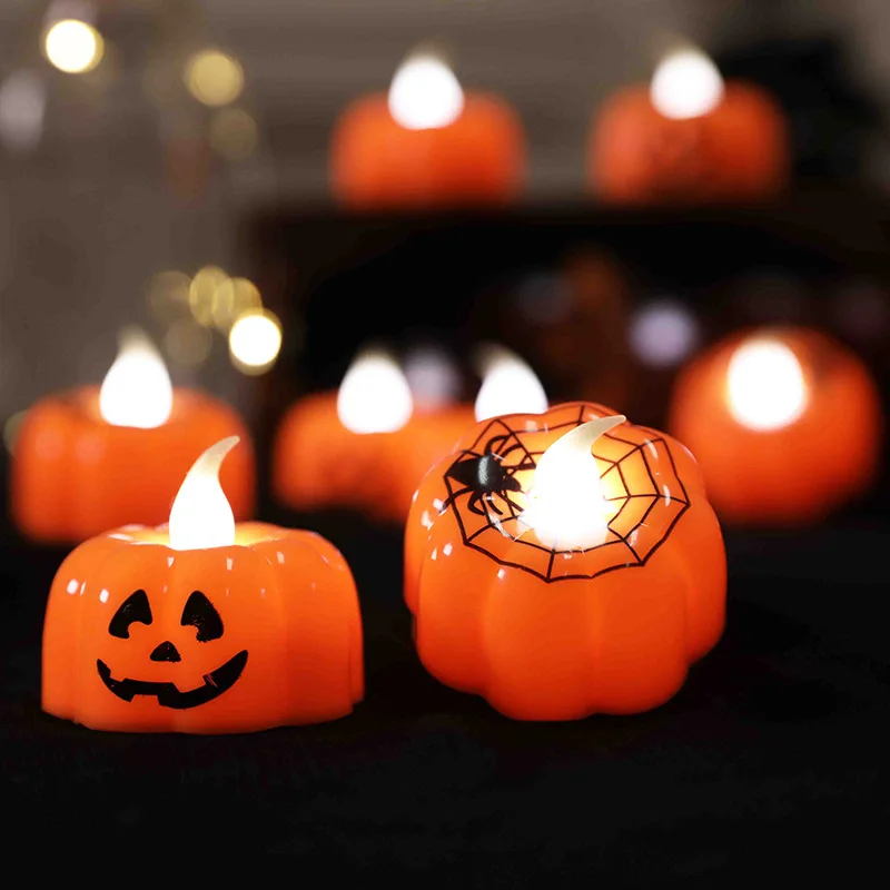 Halloween Outdoor Decor Led Mini Plastic Pumpkin Lights Decoration For Indoor Party Tabletop Decorations
