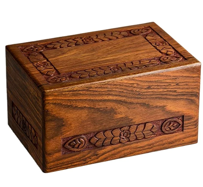 
Handcrafted Borders Engraving Wooden Urns for Pet Ashes 