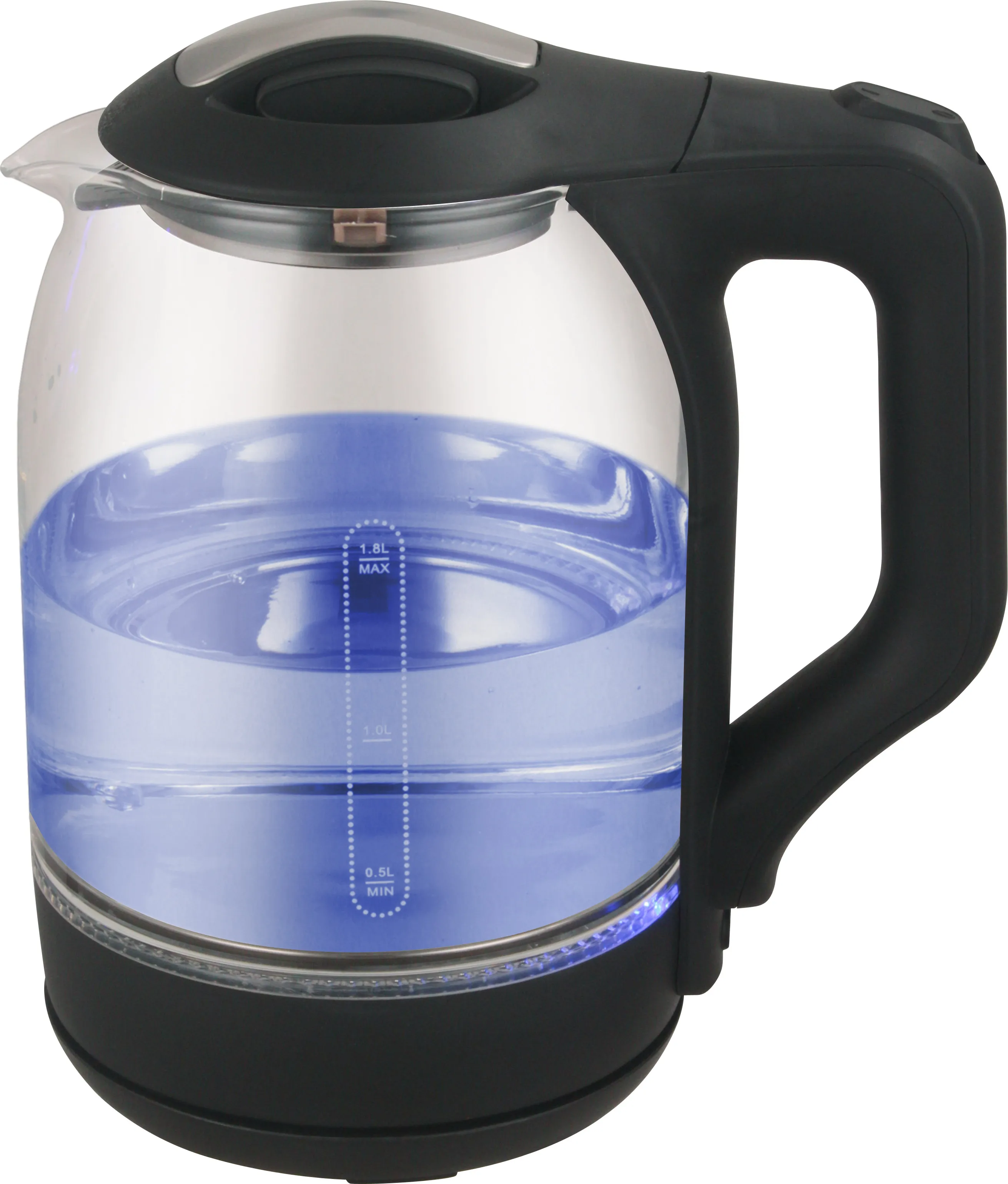 1.8L glass  maker kettle transparent glass kettle light glass kettle with color changing