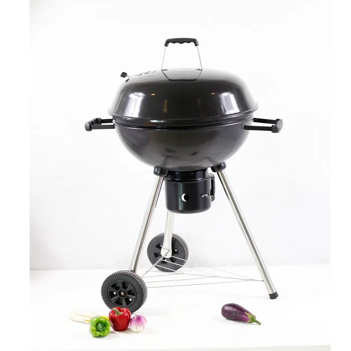 22 Inch Kettle Charcoal BBQ Grill  Enamel Barbecue Kettle Grill Trolley Apple BBQ Grill Outdoor Camping Picnic