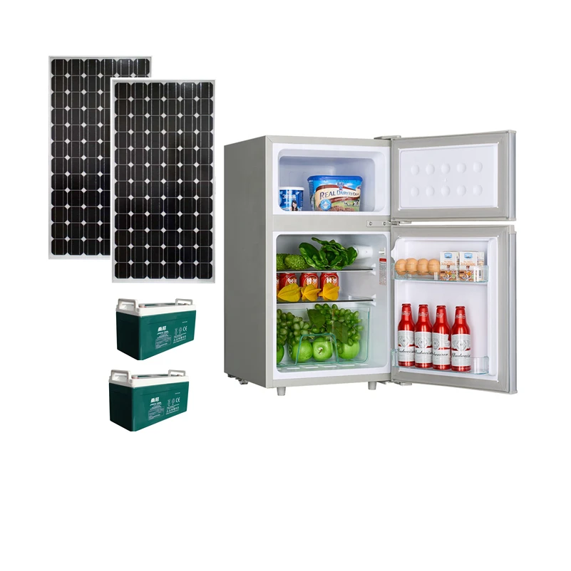 Best Price 98L Mini Portable Double Door Refrigerators 12V DC Solar Powered Fridges Freezer For RV