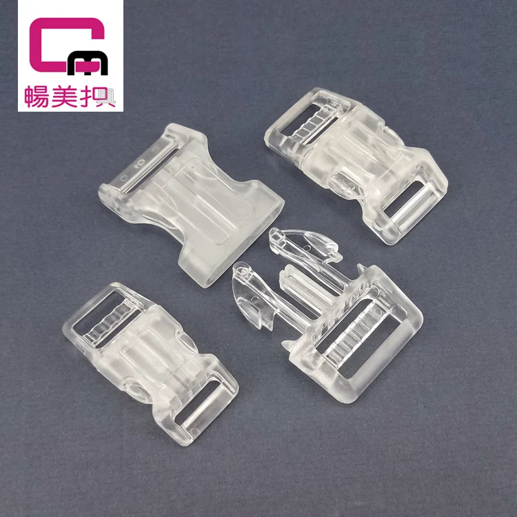 Factory  price transparent PC buckle  pet accessories  plastic curve quick side release buckles for dog collar