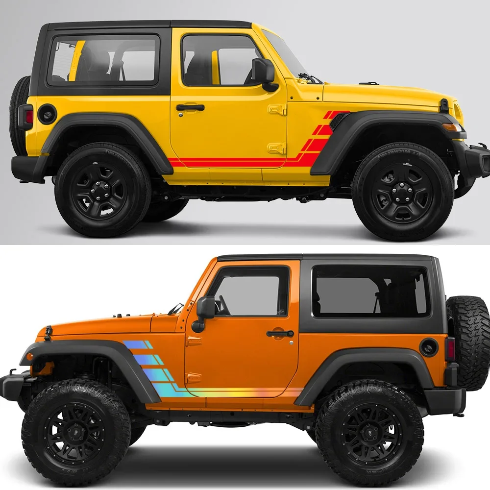 For Jeep Wrangler JK JL CJ RUBICON 4x4 2PCS Car Side Door Stickers Styling Vinyl Film Decals Decoration Tuning Auto Accessories