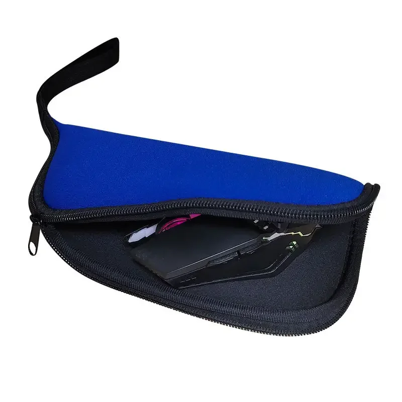 Laptop Cord Cable Accessory Pouch with Extra Rolled Up Travel Mouse Pad /Neoprene Pouch Also Unzips Flat Into Mouse Pad.