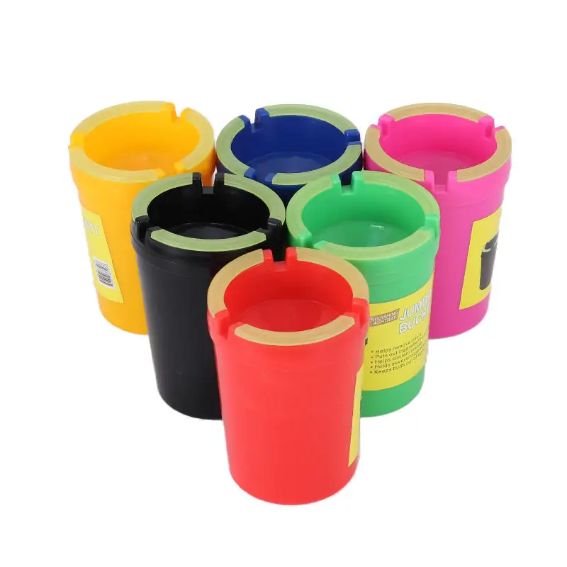 Factory Stock Wholesale Customizable Logo ABS Ash Tray Multi-Color Mixed Plastic Luminous Car Ashtray