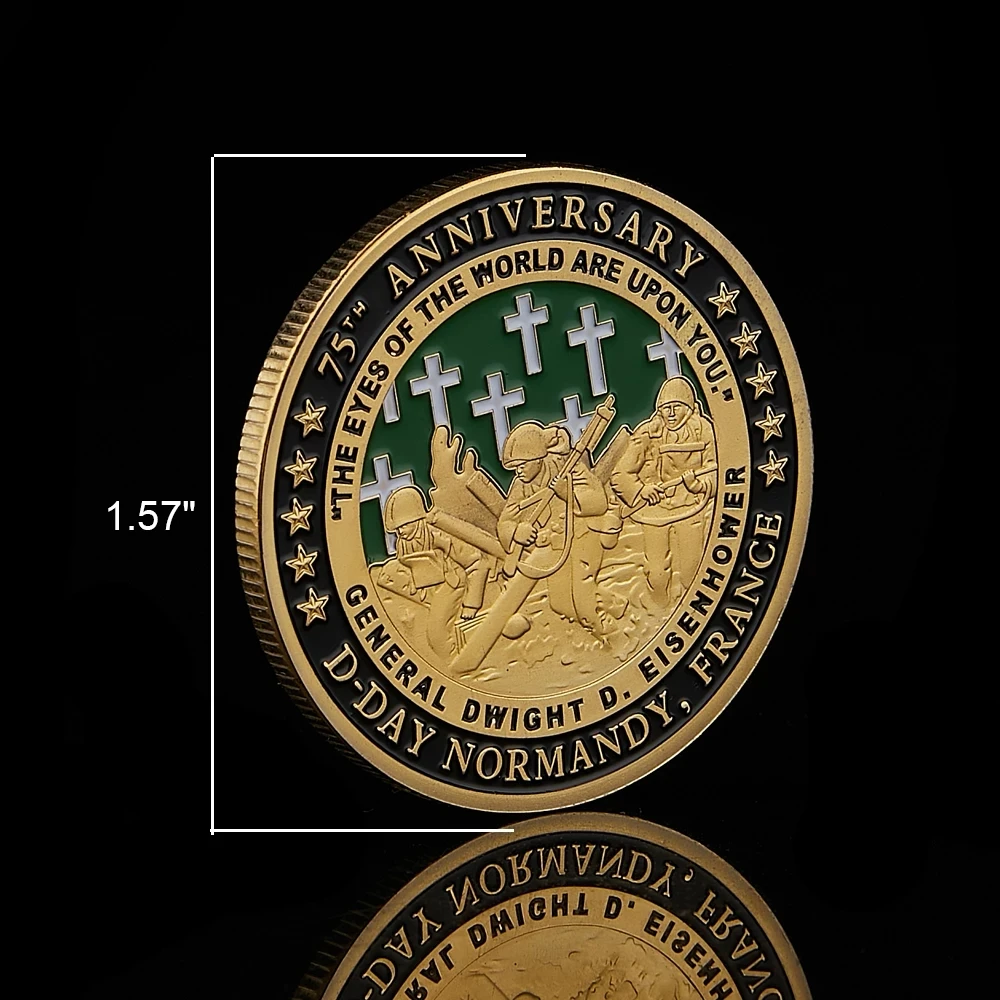 Metal Manufacturer Custom Anniversary France D-Day Normandy Gold Silver Plated Challenge Coin