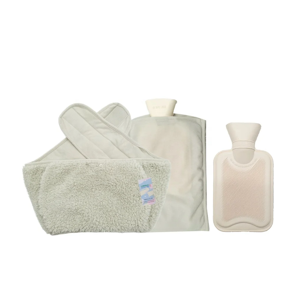 2024 New Arrivals Hot Water Bottle Winter Warm 1L Rubber Hot Water Bag With Soft Plush Waist Belt