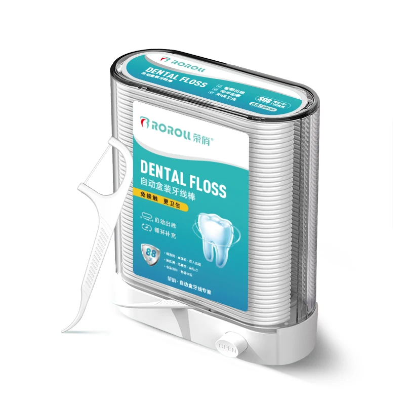 Portable Polymer Floss Box Disposable Automatic Floss Pick Mint Flavored Teeth Floss Stick Free Shipping stronger with you