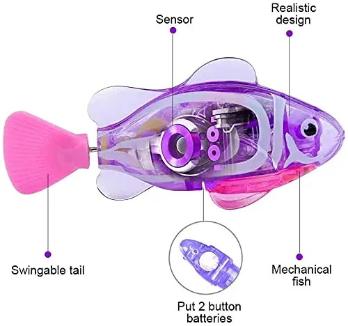 Custom Interactive Robot Fish Toys Cat Dog Activated Swimming in Water with LED Light Swimming Bath Plastic Fish Toy Gift