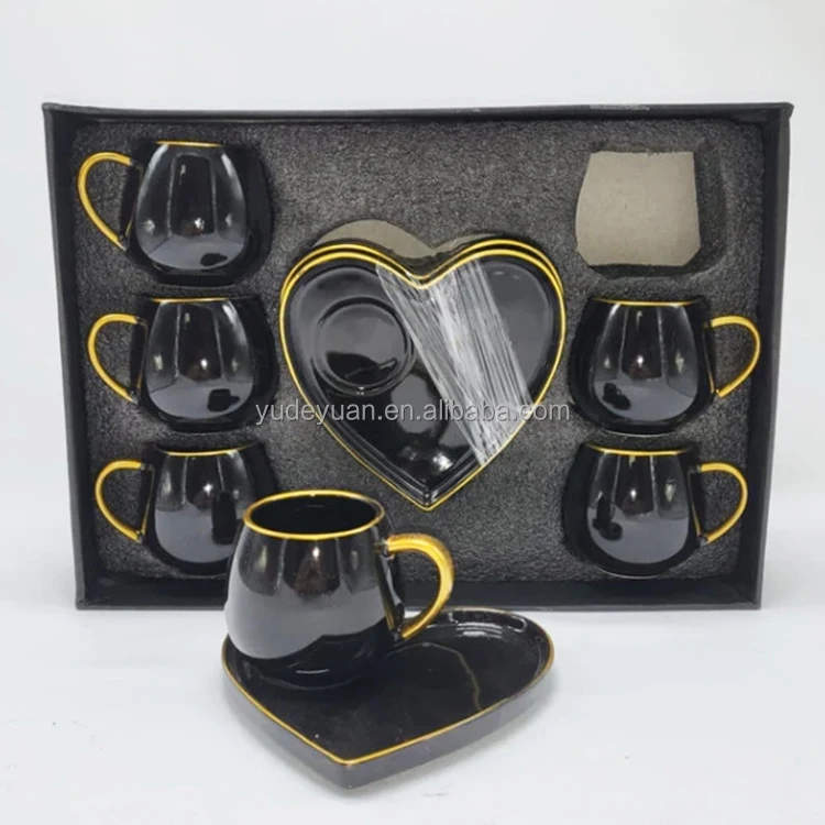 New Bone China Color Glazed Unique Shape Gold Plated Wholesale Coffee Cups Porcelain Chinese Tea Set Saucer Ceramic Tea Cup