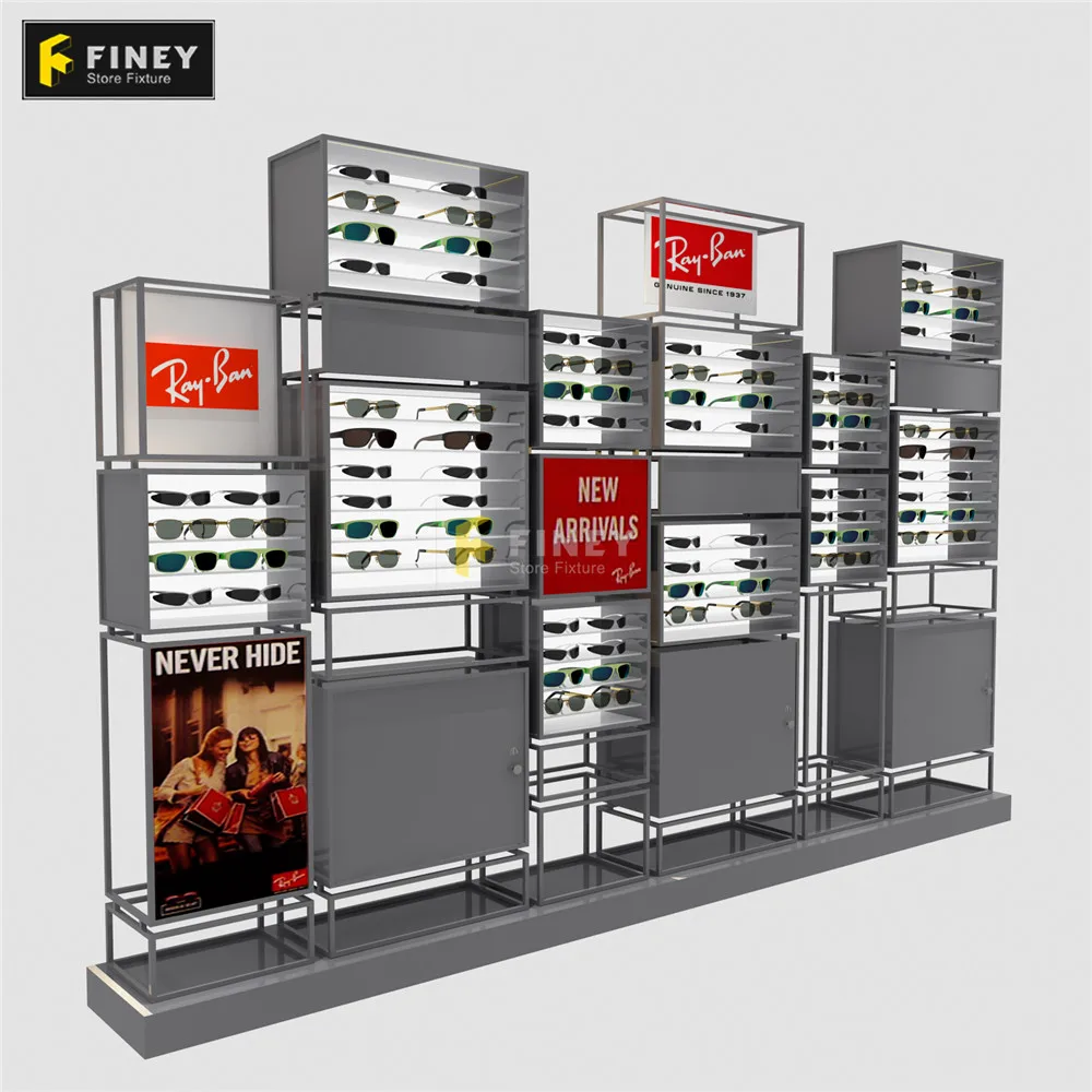 Decoration Wooden Sunglasses Display Showcase Customized Design Optical Sunglasses Shop Sunglass Rayban Display Stand