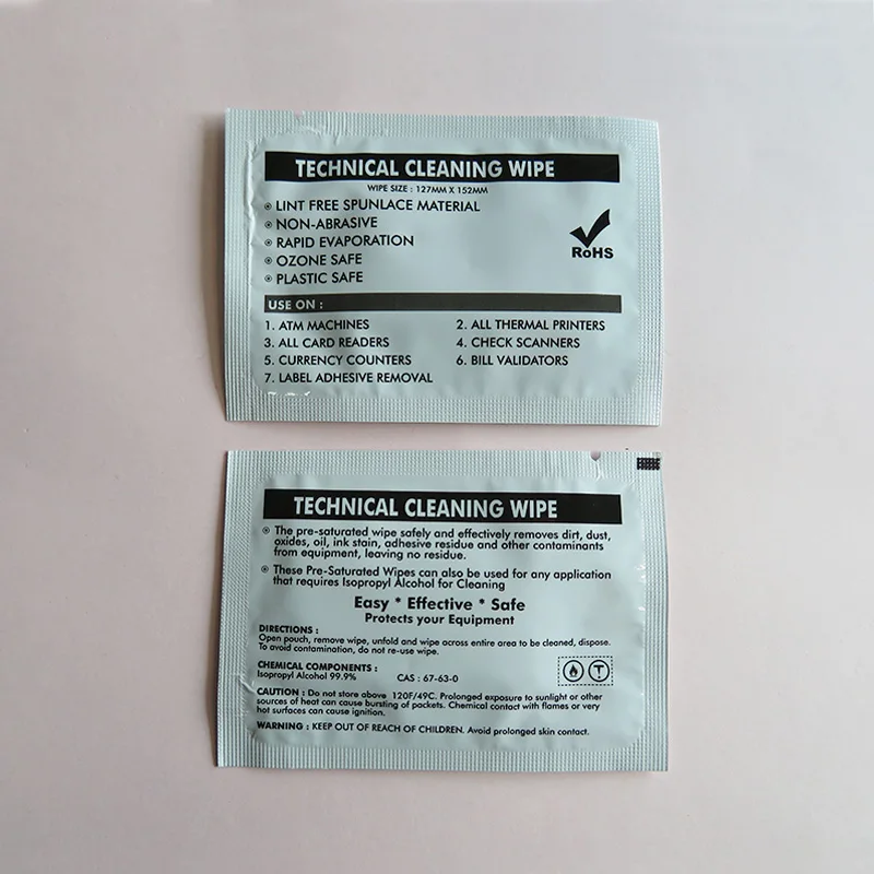 Industrial Surface Cleaning Isopropyl Alcohol Thermal Printer Printhead Cleaning Wipes