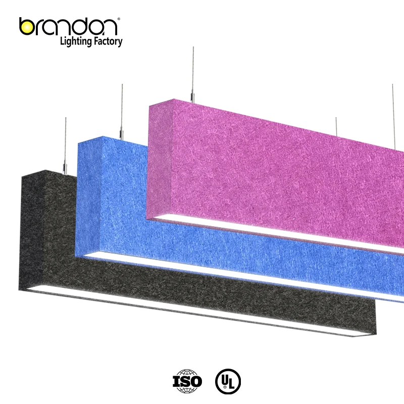 Brandon Modern Ceiling Lights Linear Acoustic Hanging Light Shade Polyester Acoustic Pendant Light Led Chandelier For Office
