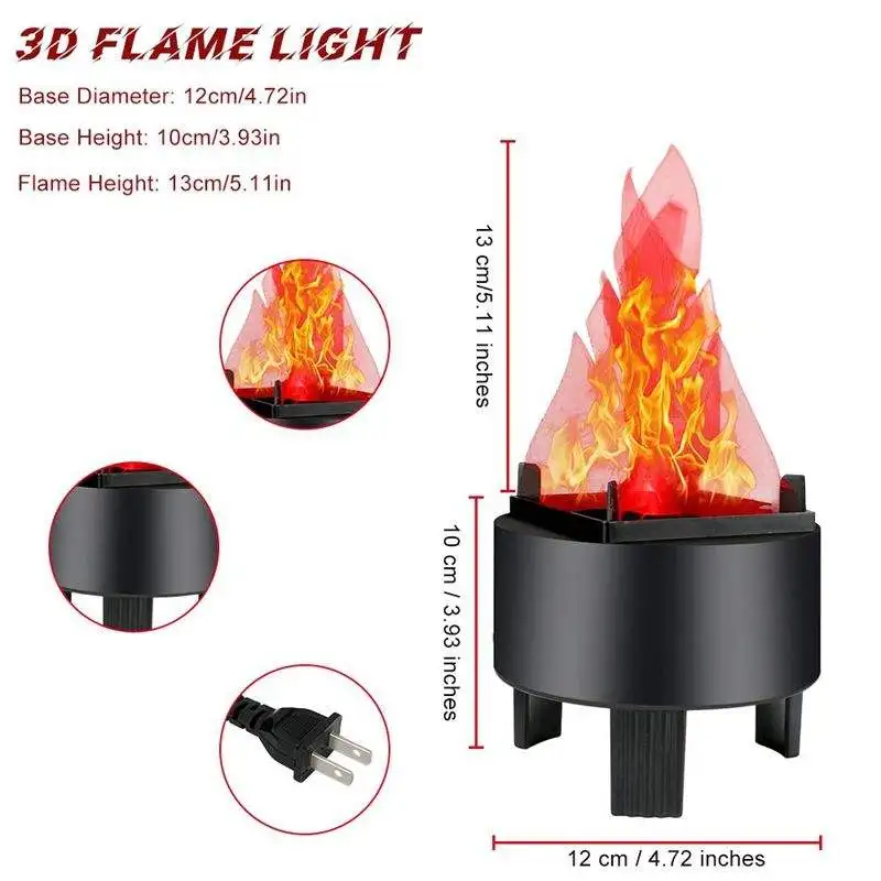 3d Led Fake Silk Fire Flame Flame Effect Light With Fake Flames