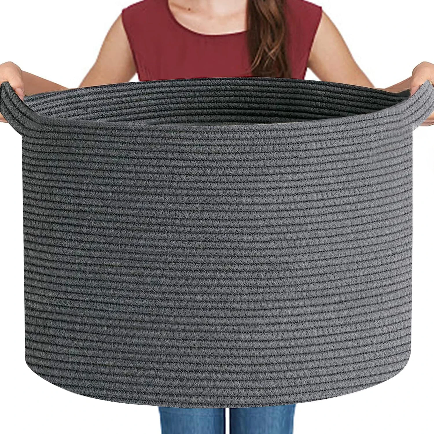 2024 Wholesale Cotton Rope Storage Basket Fabric Cloth Bedroom Accessories Used as Laundry Basket