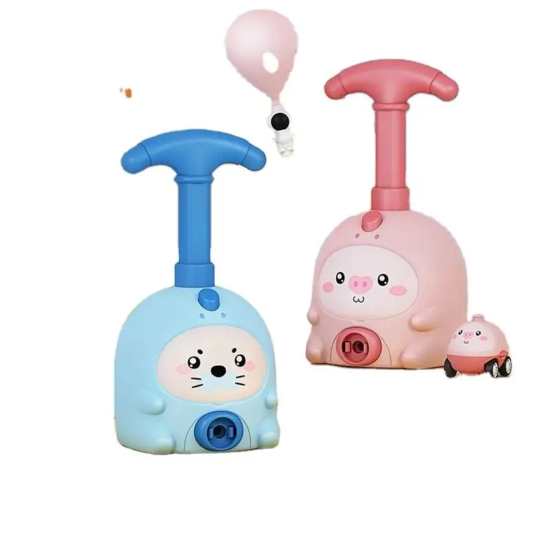 Power Balloon Cars Toy Hand Pressed Balloon Animal Shape Launcher Car Toy Set Air Power Balloon Car For Children Gift