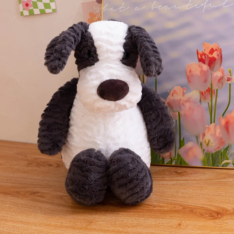 Plush Puppy Toy Cute Stuffed Animal Dog Kids Plush Toy Pillow Soft White Brown Dog Cuddly Toy Simulation Animal Doll