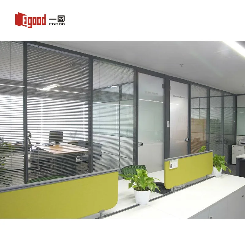 Modern Design Aluminum Frame Single Double Glass Partition Acoustics Frosted Glass Shutters Conference Room Hall Wooden
