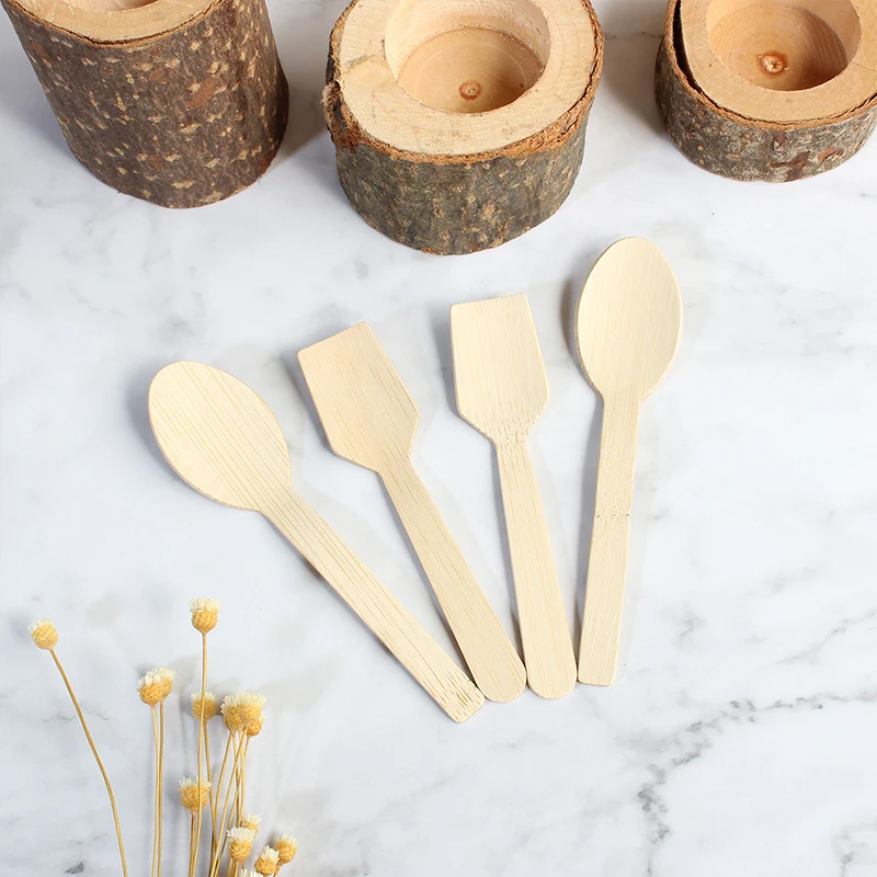 Hot selling High quality Disposable Kitchen Tableware Bamboo Ice Cream Scoop For dessert stores