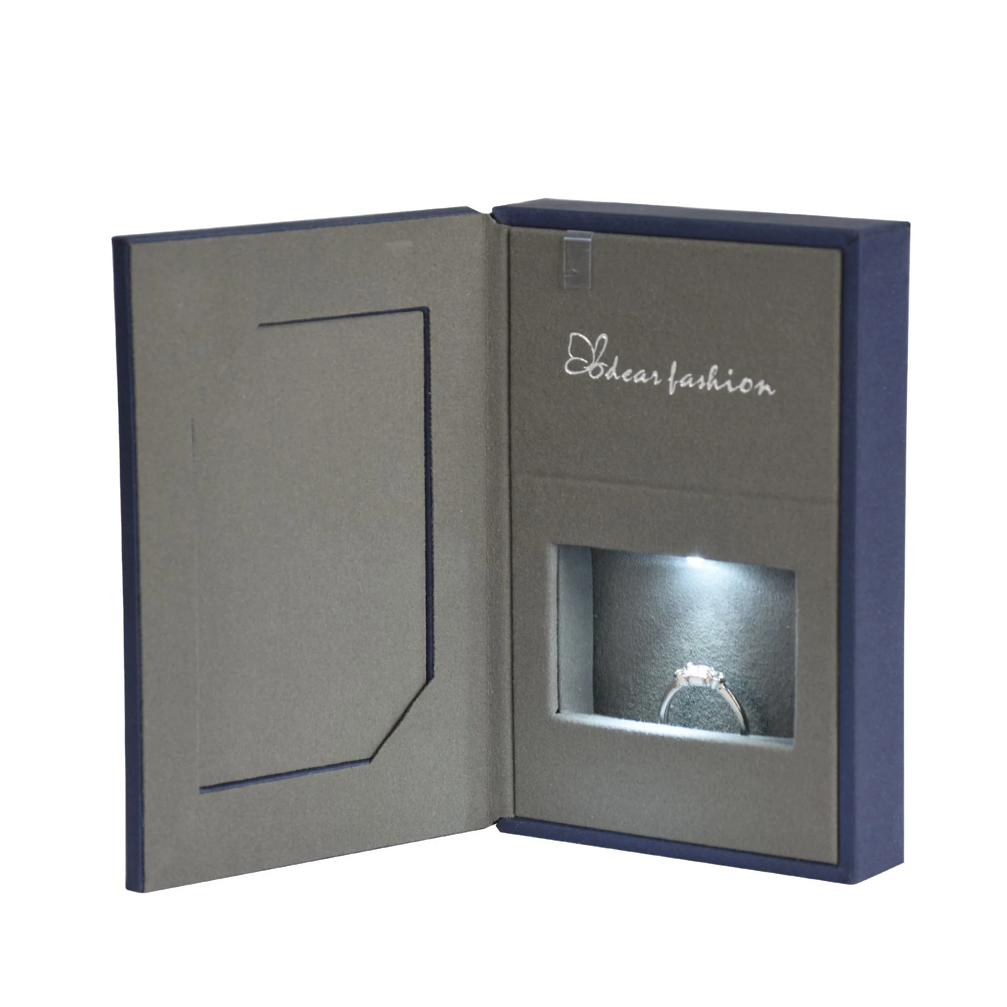 new design Booket marriage wedding light jewelry ring box