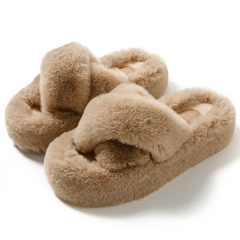 Женские домашние тапочки с искусственным мехом