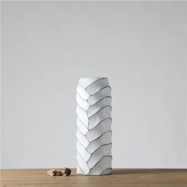 Wholesale tall white abstract resin floor flower vase for home decoration