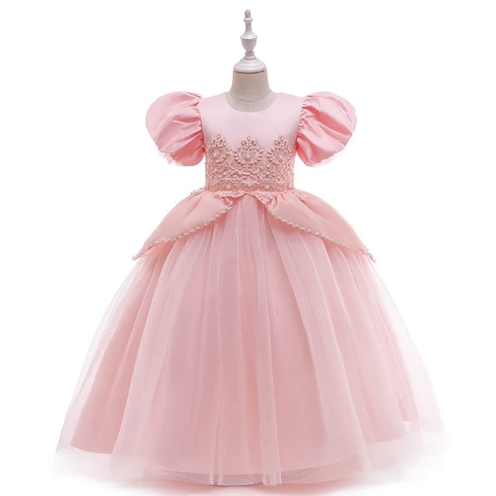 Kids Party Dresses Wholesale Kids Gown Girl Dresses Birthday Party Embroidered 3D Flower Party Dress For Kids