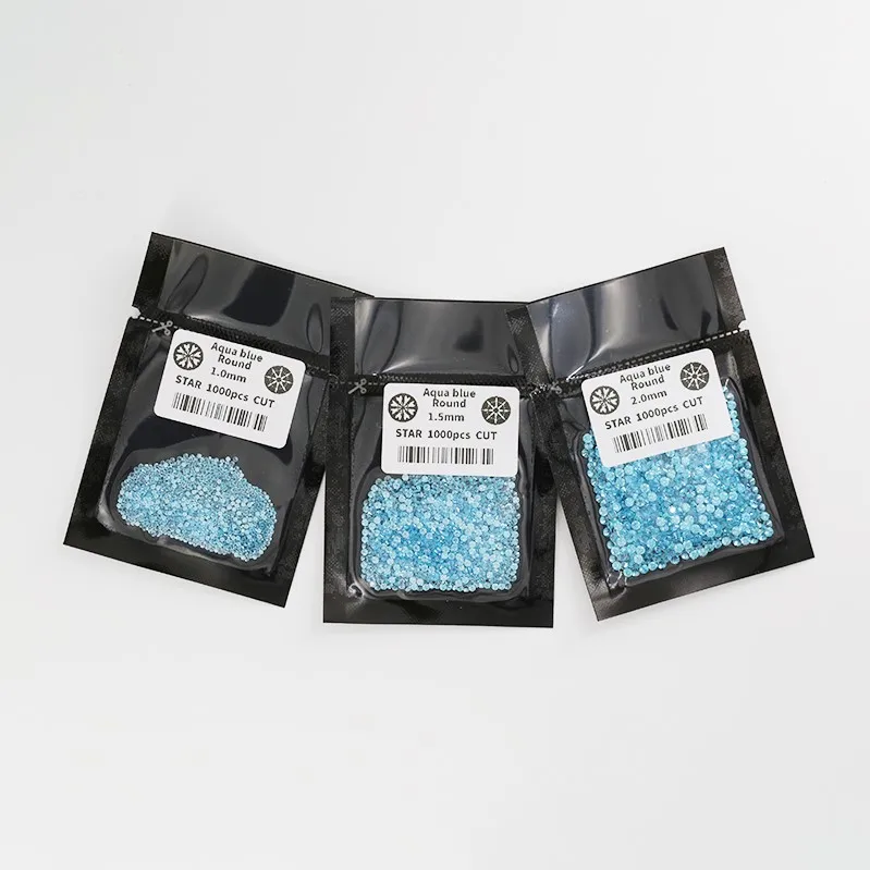 Synthetic color gemstones loose small size melee 1mm cubic zirconia black round brilliant cut gemstones for jewelry making
