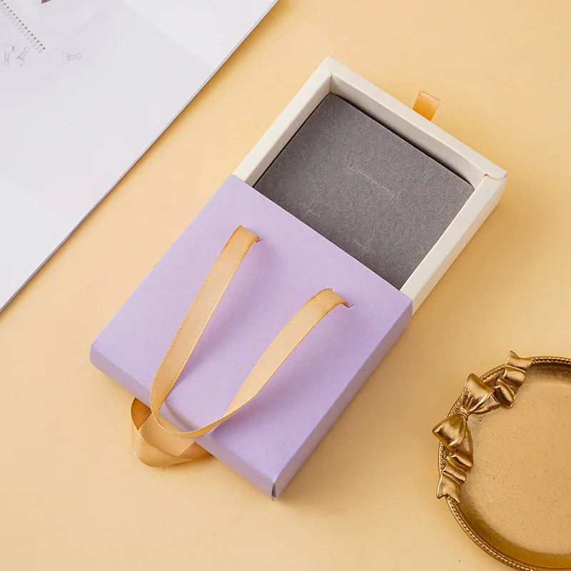 Logo Customized Hand Drawer Gift Box Necklace Earring Ring Bracelet  Packing Box Earring Storage Accessories Soft Box