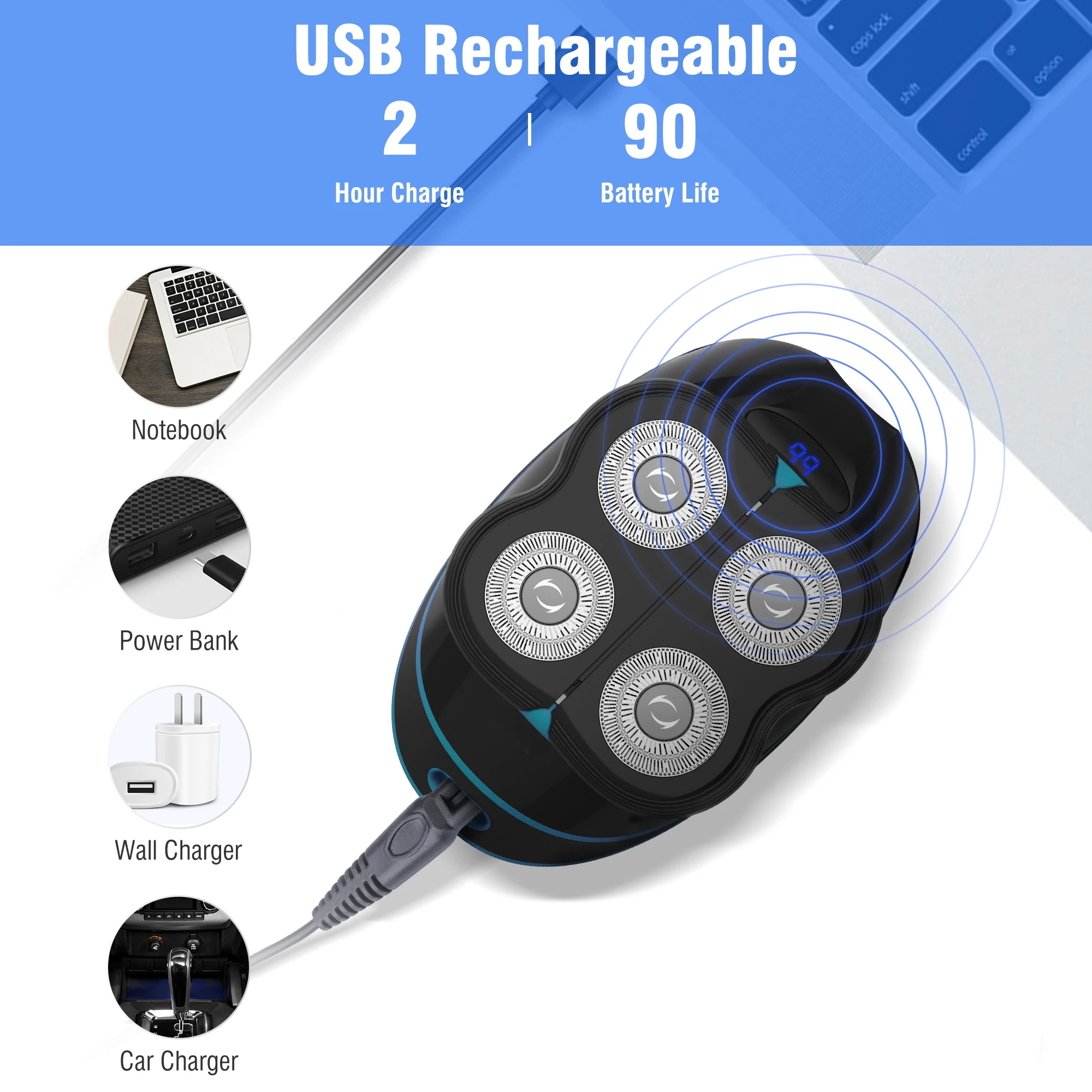 Многофункциональная электробритва 5 в 1 для мужчин с подзарядкой от USB плавающая