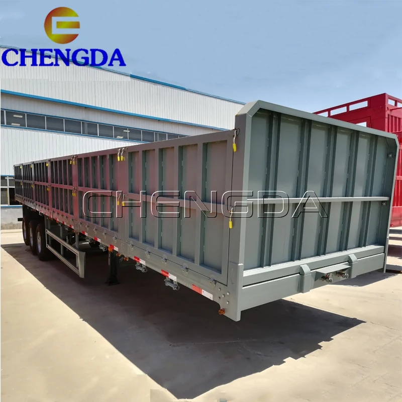 30 60 Ton Drop Side Wall Fence Semi Trailer Sidewall Dropside 3 Axle Cargo Transport Truck Trailer For Sale