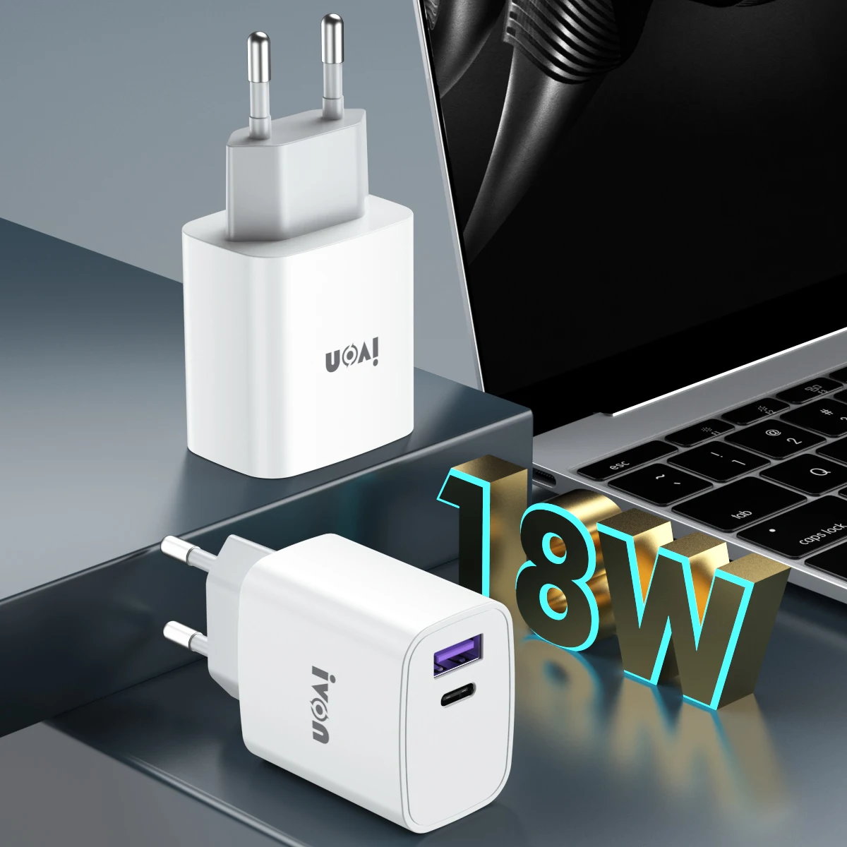 IVON Universal 2021 For iphone PD 18W Charger USB Type C 18W QC3.0 5V 3.6A PD Fast Charging  For Samsung Xiaomi Huawei Charger
