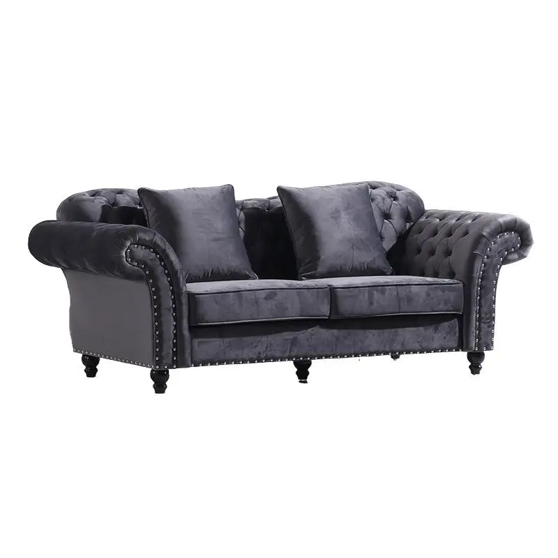 Double Seater Modern Style Home Lounge Curved Chesterfield Fabric Sofa Furniture