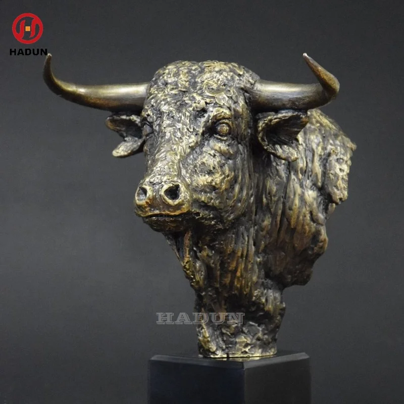 Handmade Famous Bronze Casting Statues Of Bull Head Sculptures For Sale
