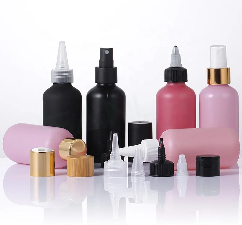 4oz 6oz 8oz Empty black pink plastic squeeze bottle for skincare packaging glue sauces ketchup in kitchen restaurant