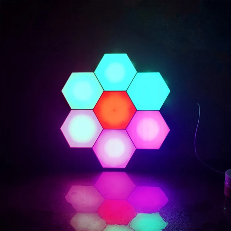Hexagonal RGB Soft Warm Daylight White lights Wifi And Remote Controlled Music Sync Smart Honeycomb LED Lamps