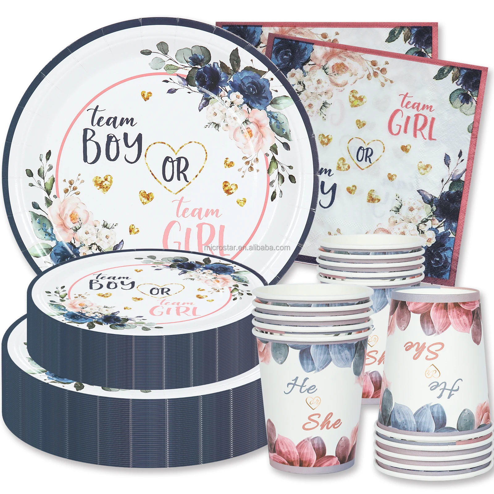 Disposable Tableware Set Paper Plates Napkins Cups Party Supplies Kits For Birthday Graduation Wedding