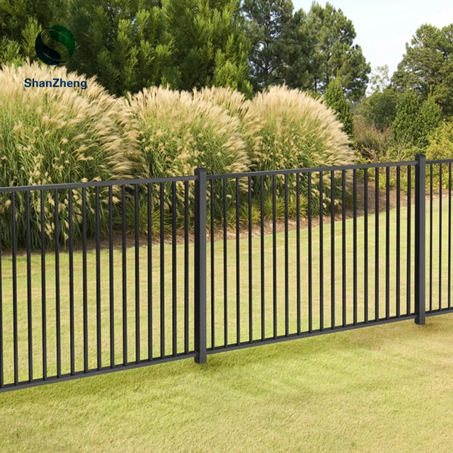 Top flat courtyard 3 rails fence powders coating Guarding Safety Fencing for ground park garden pool barrier ASTM BS EN standard